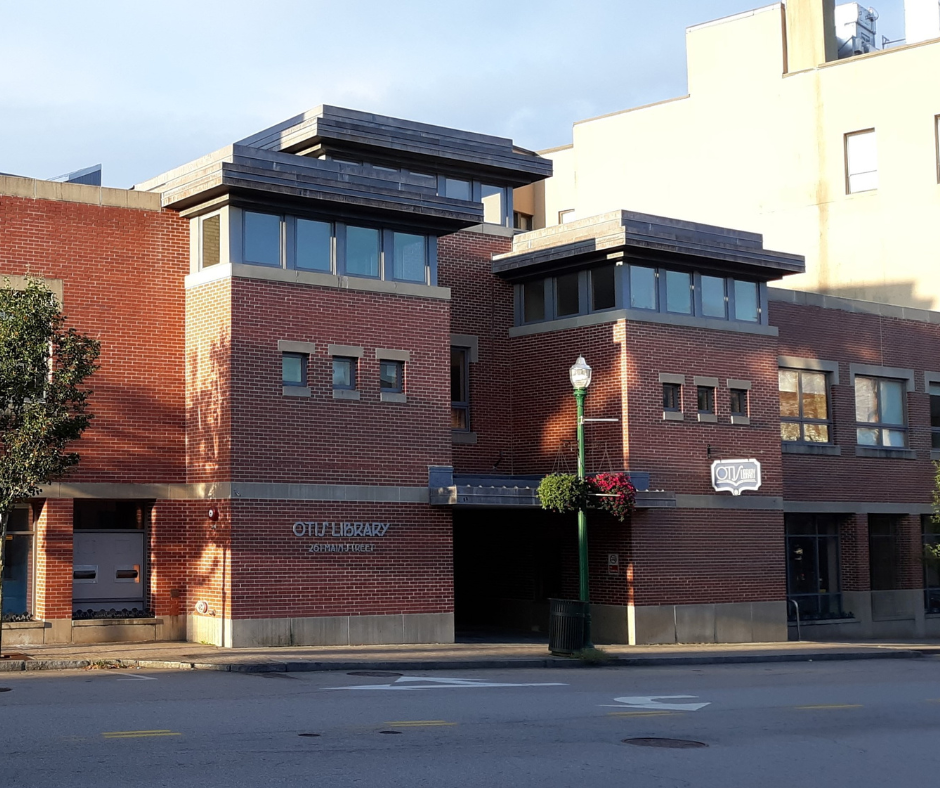 Otis Library's current building! The location was completely remodeled 2005-2007 into a red brick building with numerous windows to allow natural lighting and a welcoming environment.