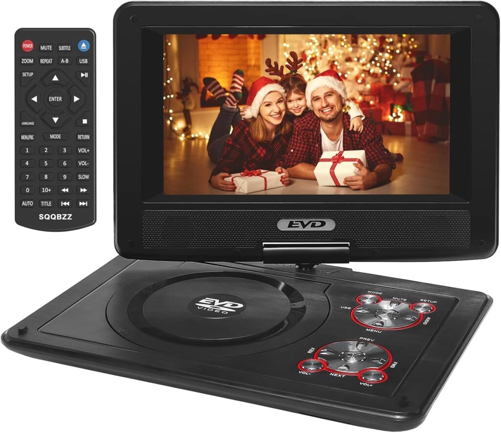 A folding screen and dvd player is shown with a remote control.